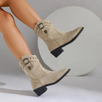 Ella | Women's Faux Suede Block Heel Ankle Boots