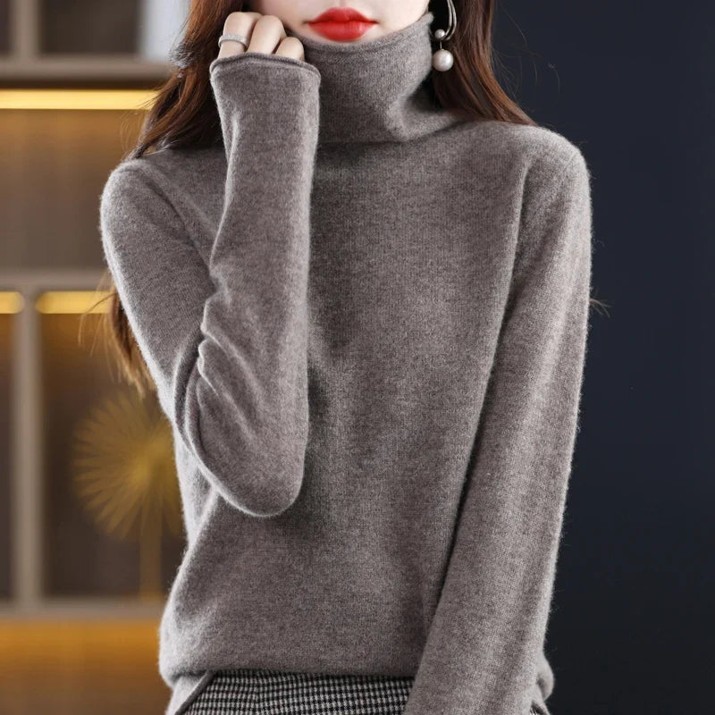 Women's Fine Merino Wool Turtleneck Pullover (11)