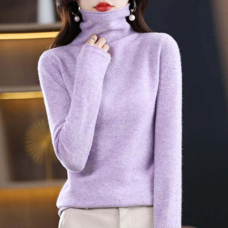 Women's Fine Merino Wool Turtleneck Pullover (4)