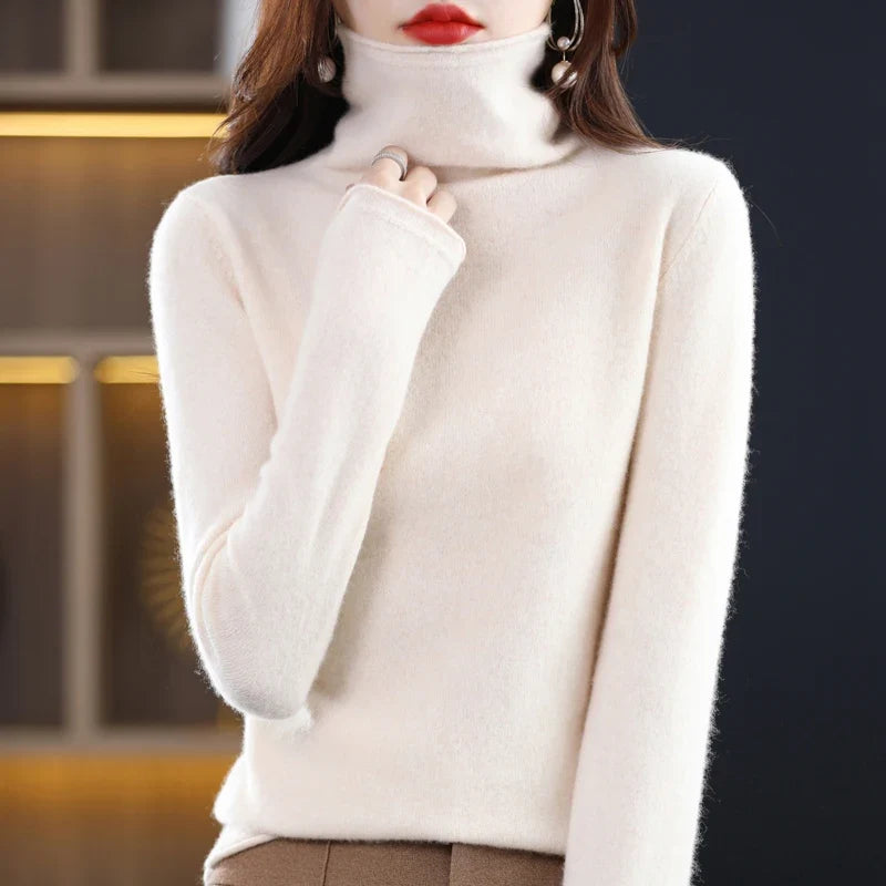 Women's Fine Merino Wool Turtleneck Pullover (5)