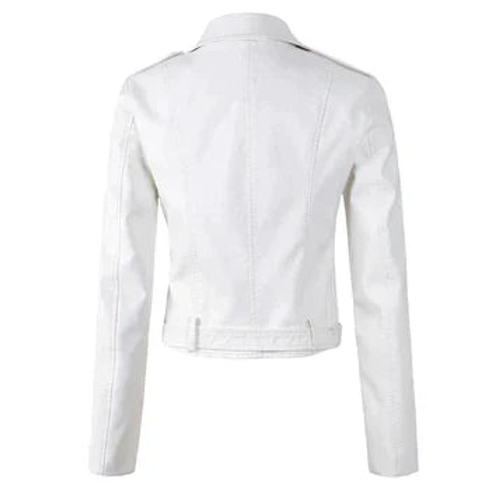 Women's Fitted Leather Jacket in Biker Style (3)