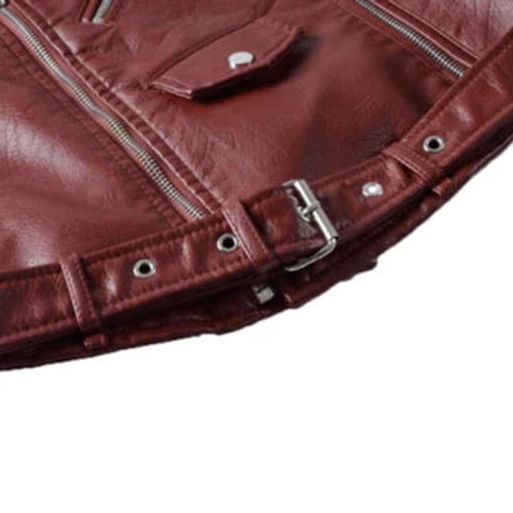 Women's Fitted Leather Jacket in Biker Style (8)
