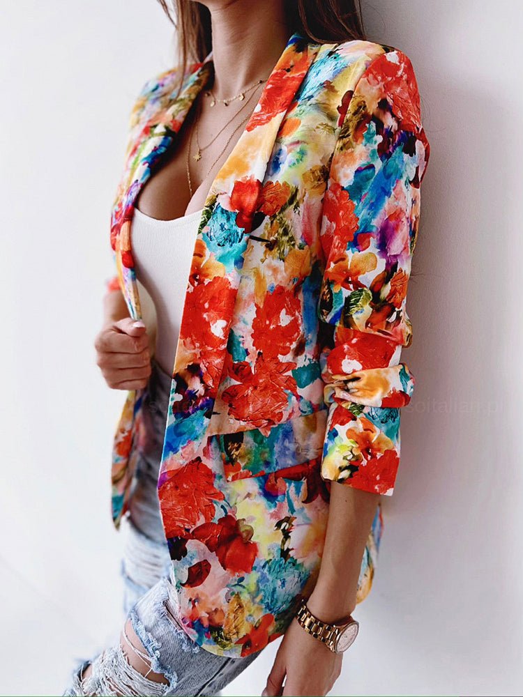 Women's Floral Blazer for Business and Casual in Orange