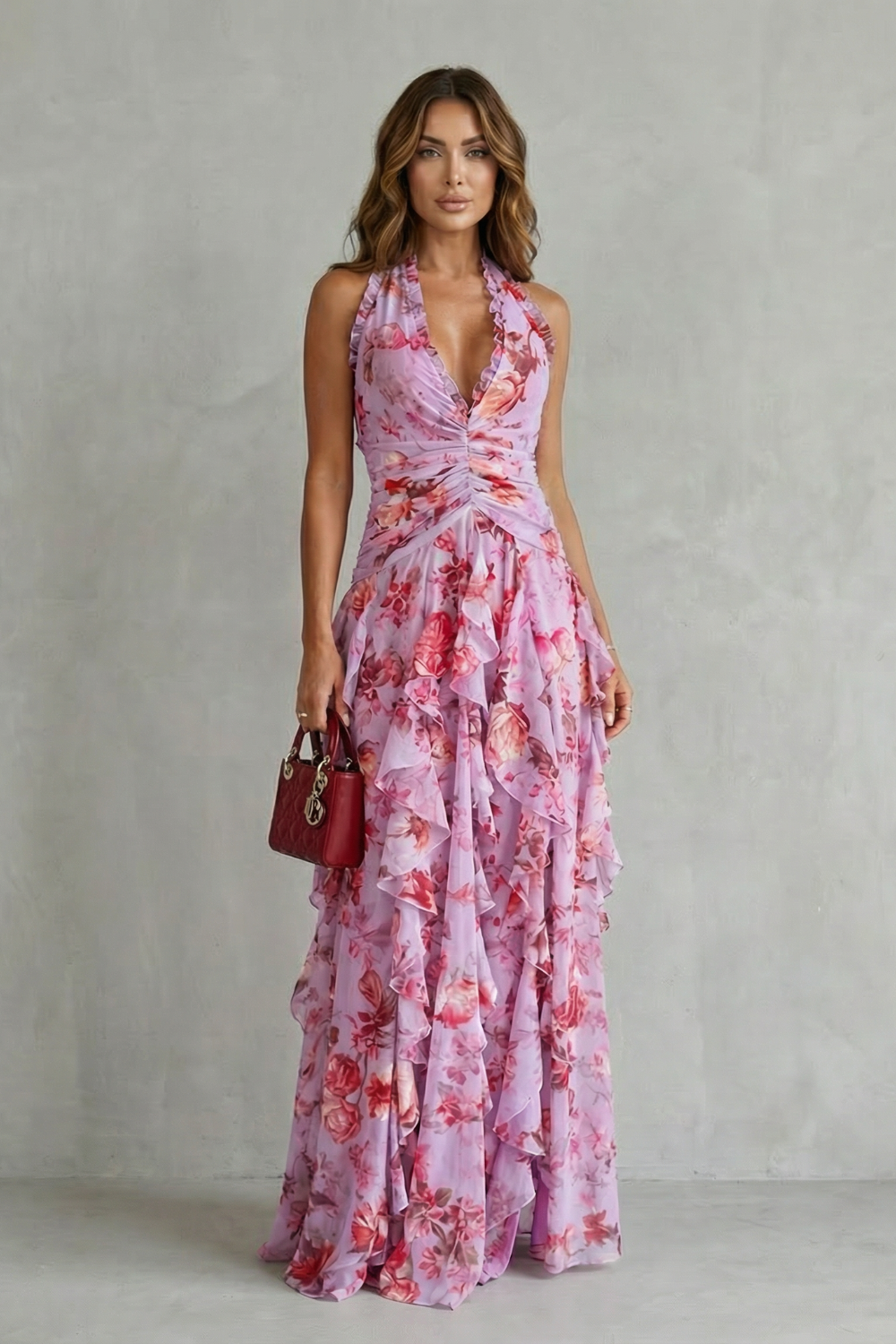 Women's Floral Halter Maxi Dress (2)