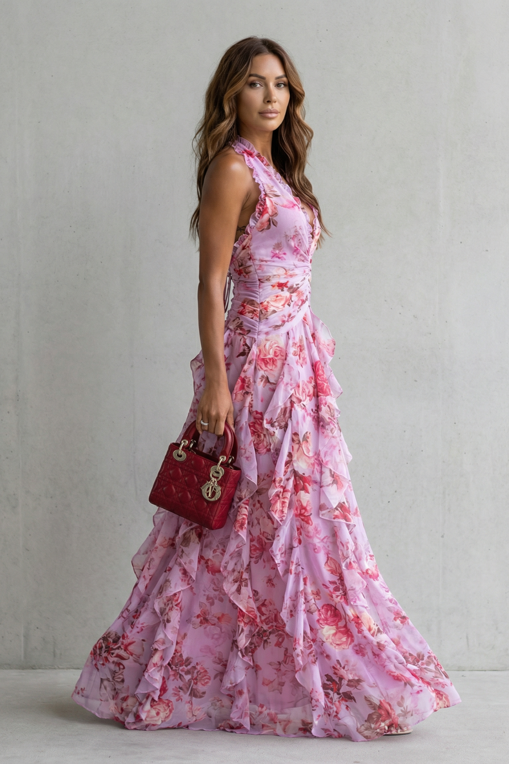 Women's Floral Halter Maxi Dress (3)