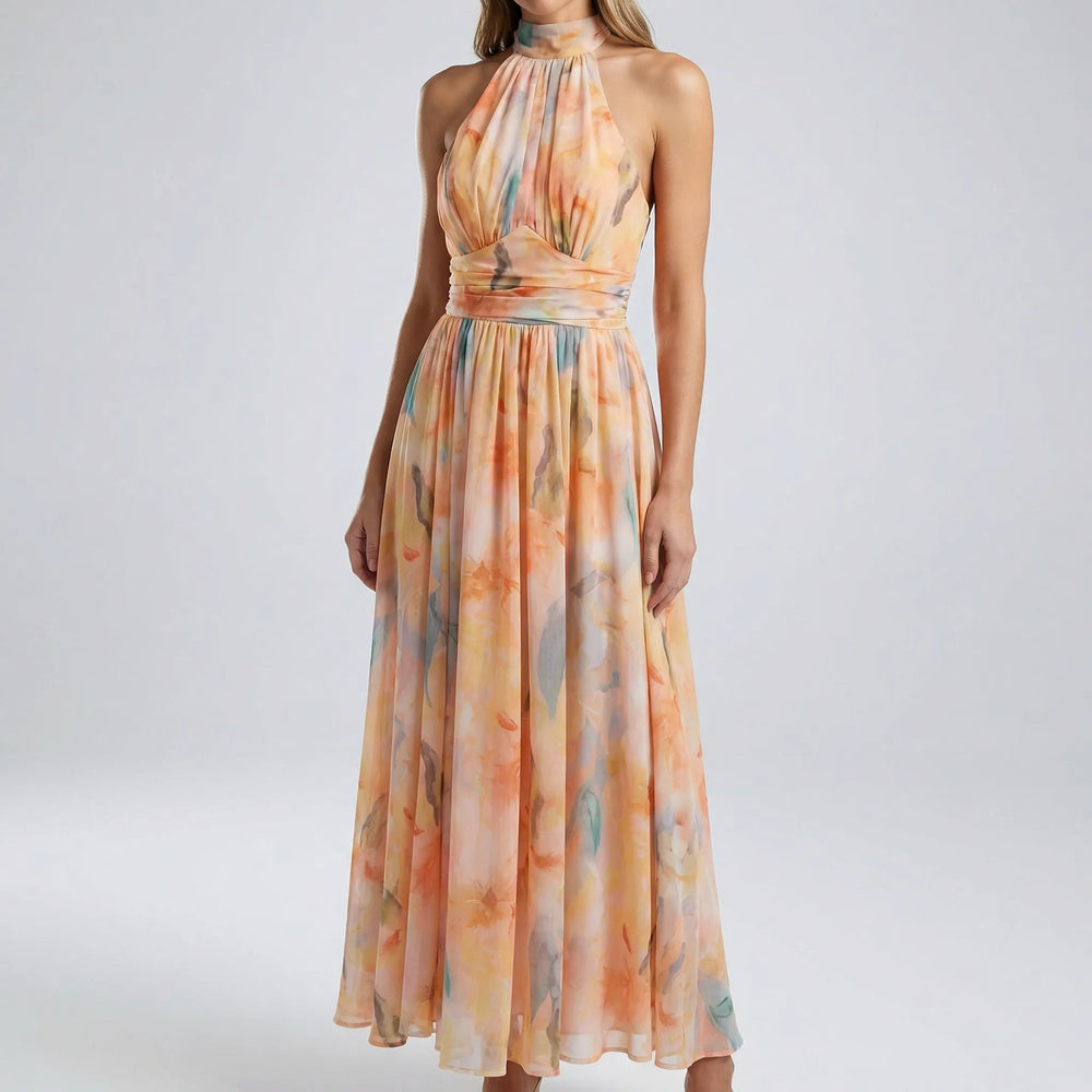 Women's Floral Halter Midi Dress (2)