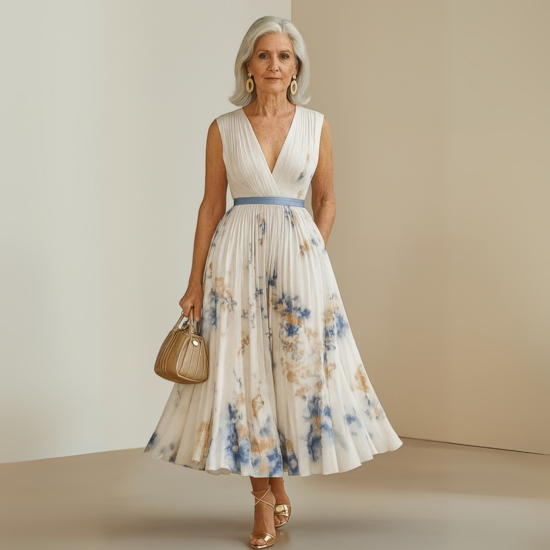 Women's Floral Maxi Summer Dress in Beige 4
