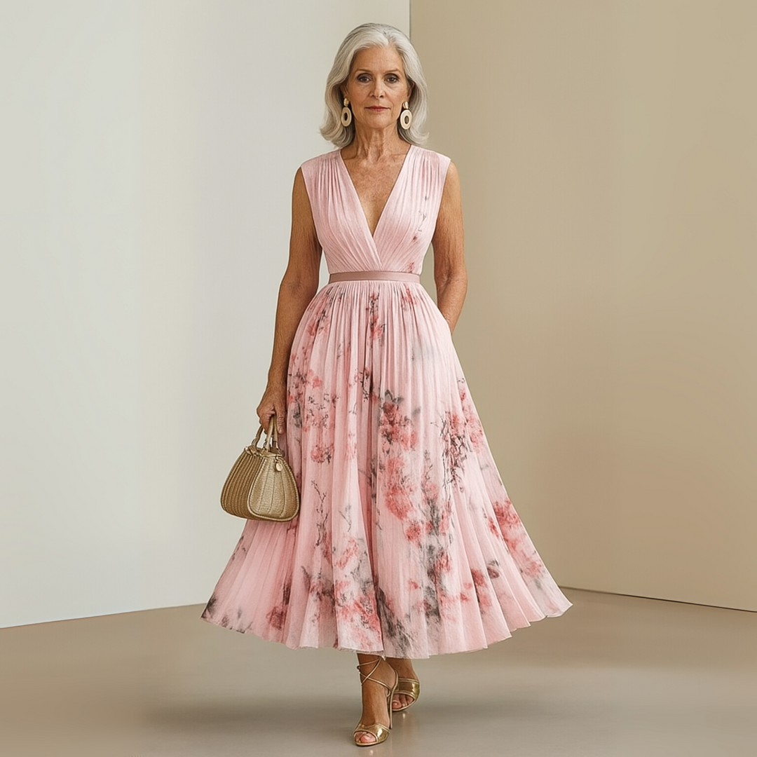 Women's Floral Maxi Summer Dress in Beige 5