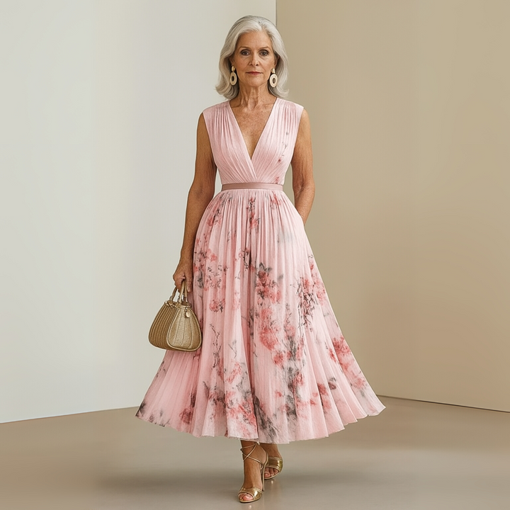 Women's Floral Maxi Summer Dress in Beige 5
