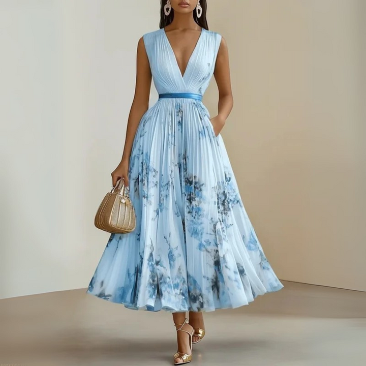 Women's Floral Maxi Summer Dress in Blue