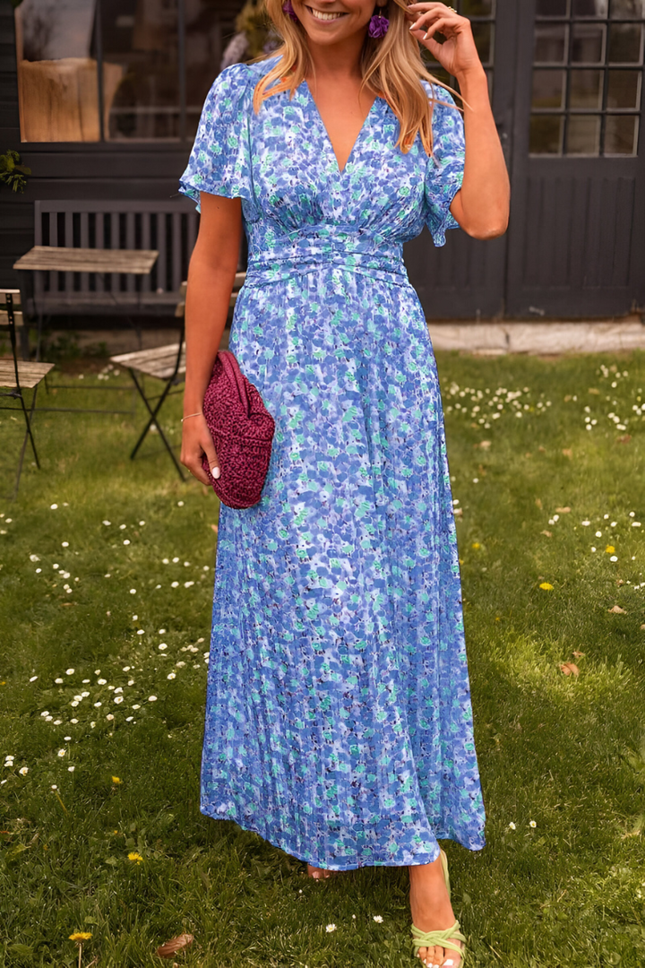 Women's Floral Maxi Summer Dress in Blue
