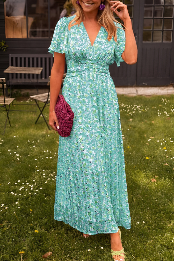 Women's Floral Maxi Summer Dress in Green