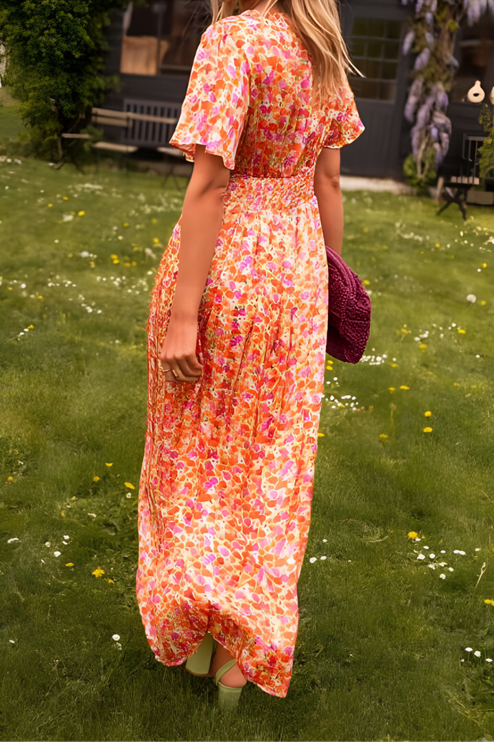 Women's Floral Maxi Summer Dress in Orange 3