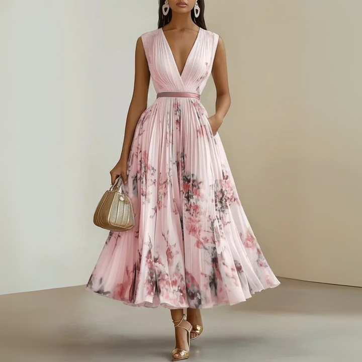 Women's Floral Maxi Summer Dress in Pink