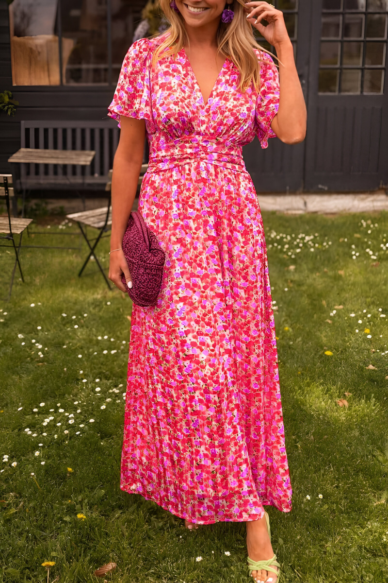 Women's Floral Maxi Summer Dress in Pink
