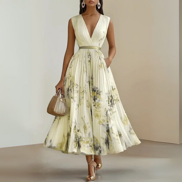 Women's Floral Maxi Summer Dress in Yellow