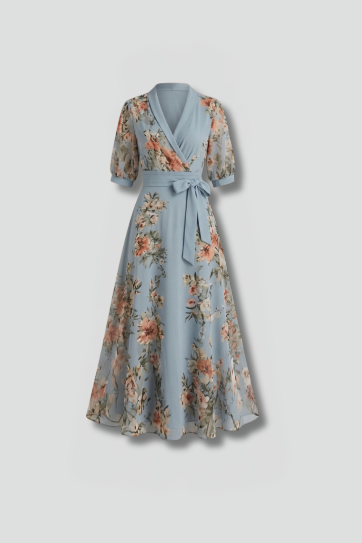 Women's Floral Midi Wedding Guest Dress for Summer