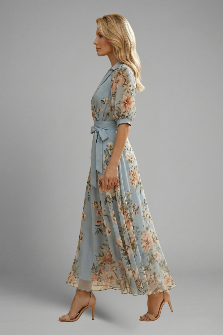 Women's Floral Midi Wedding Guest Dress for Summer (3)