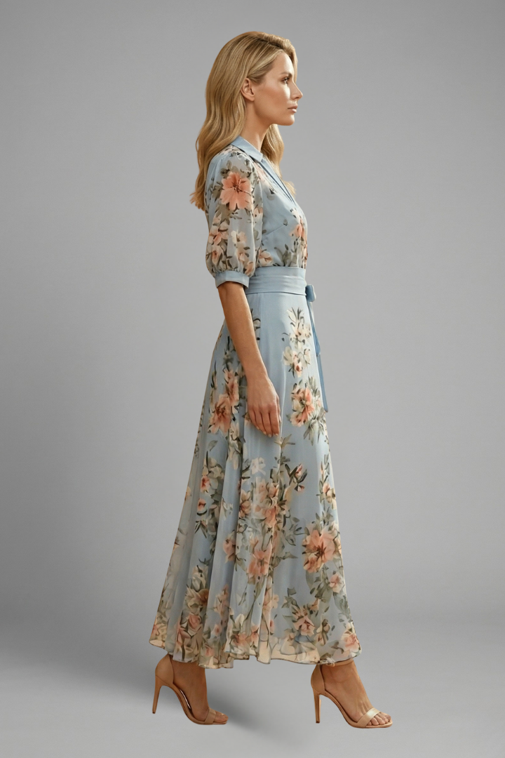 Women's Floral Midi Wedding Guest Dress for Summer (4)
