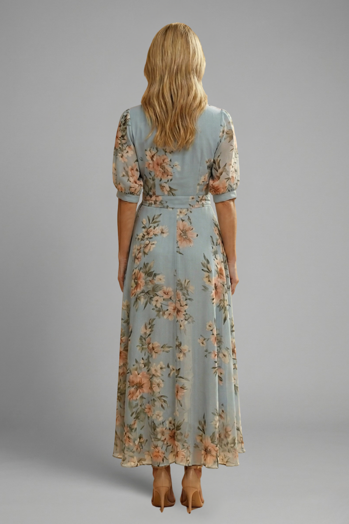 Women's Floral Midi Wedding Guest Dress for Summer (5)