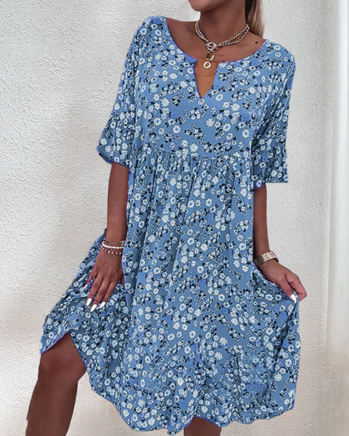 Women's Floral Summer Dress in Blue