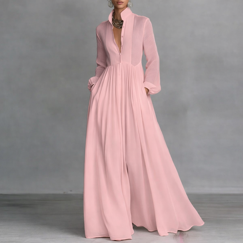 Women's Flowing Fall Maxi Dress in Pink