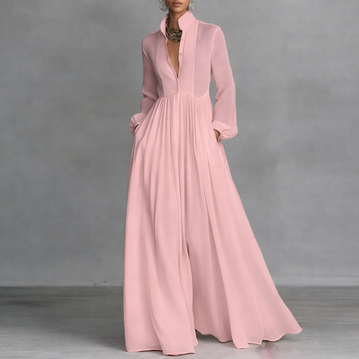 Women's Flowing Fall Maxi Dress in Pink
