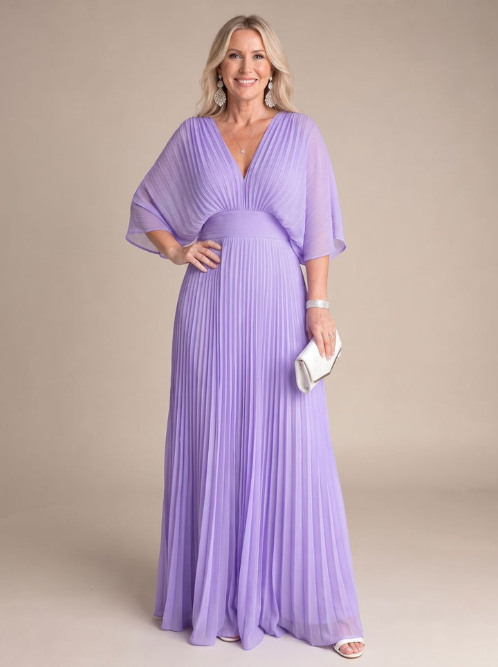 Women's Flowing Maxi Christmas Party Dress in Purple