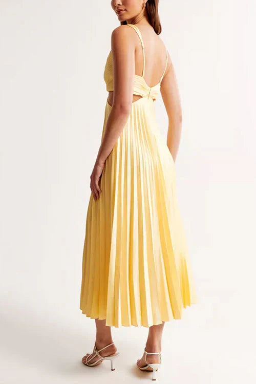 Women's Flowing Maxi Dress for Wedding Guests in Yellow 2