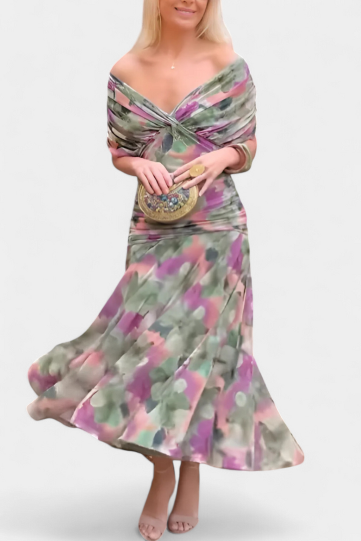 Women's Flowing Maxi Party Dress for Evenings in Multicolour
