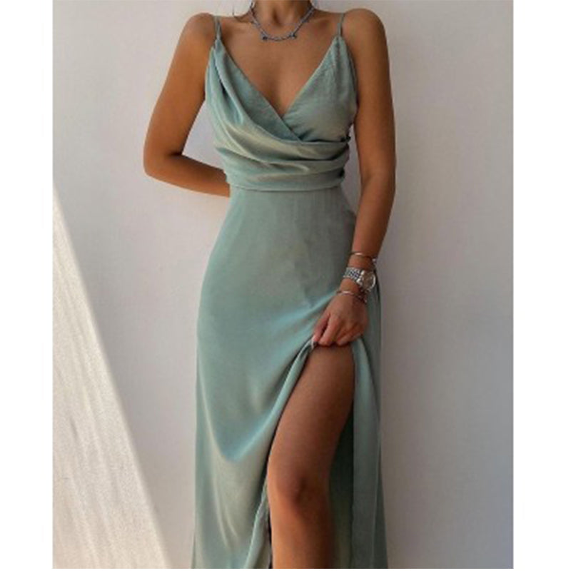 Women's Formal Fall Wedding Guest Dress in Green