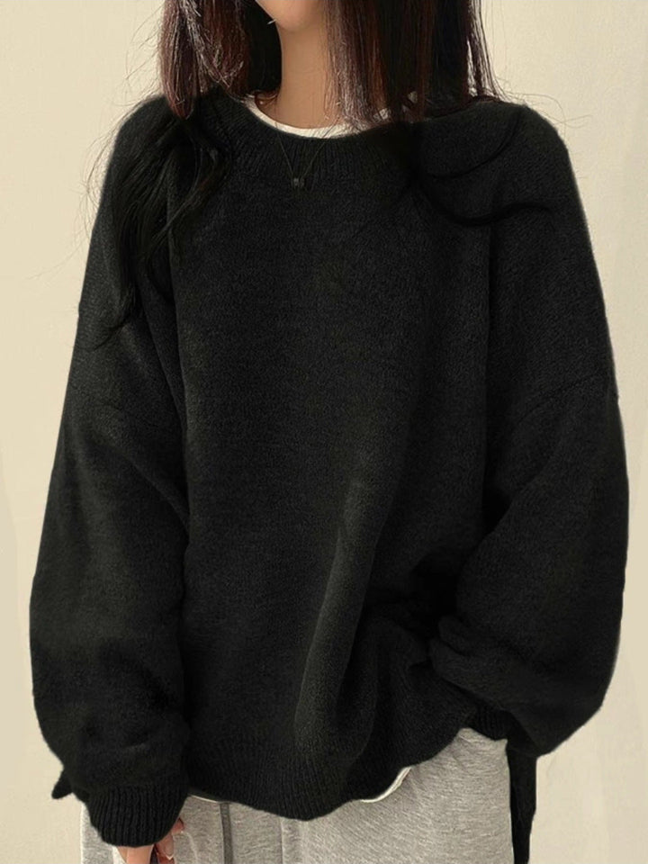 Women's Funny Christmas Jumper with Drop Shoulders in Black