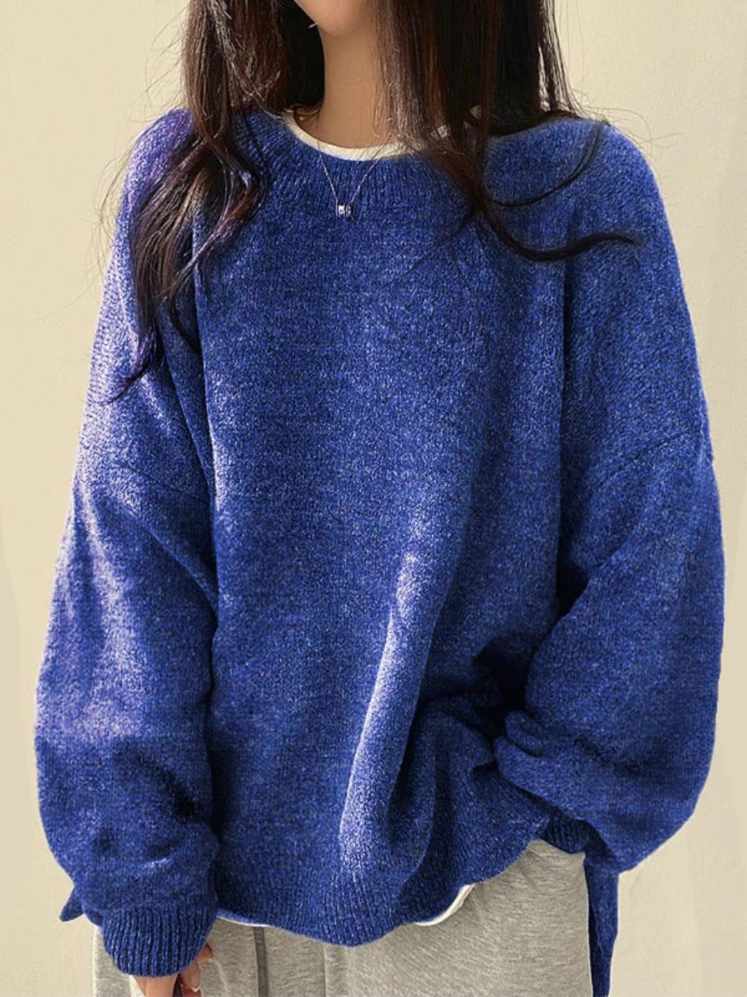 Women's Funny Christmas Jumper with Drop Shoulders in Blue