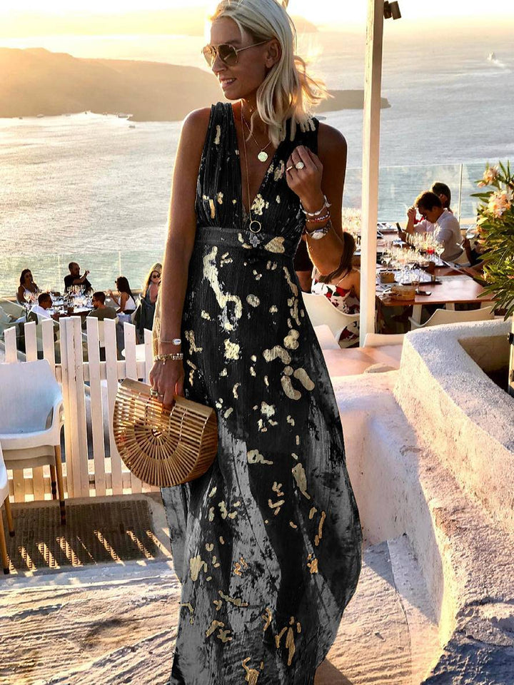 Women's Glamorous Wedding Guest Maxi Dress in Black