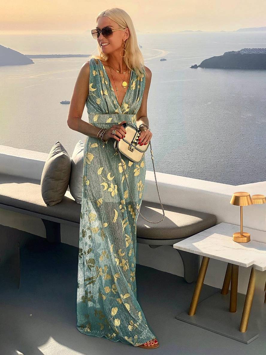 Women's Glamorous Wedding Guest Maxi Dress in Green