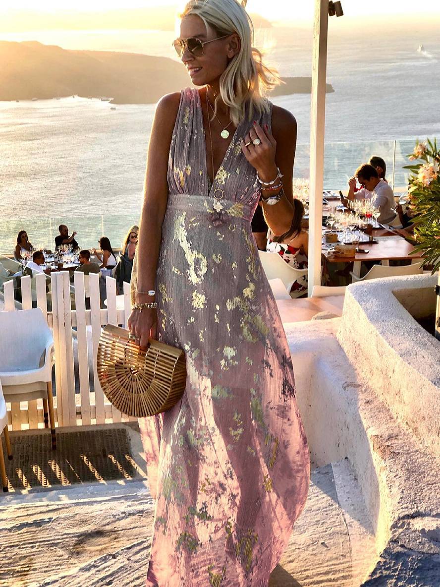 Women's Glamorous Wedding Guest Maxi Dress in Pink