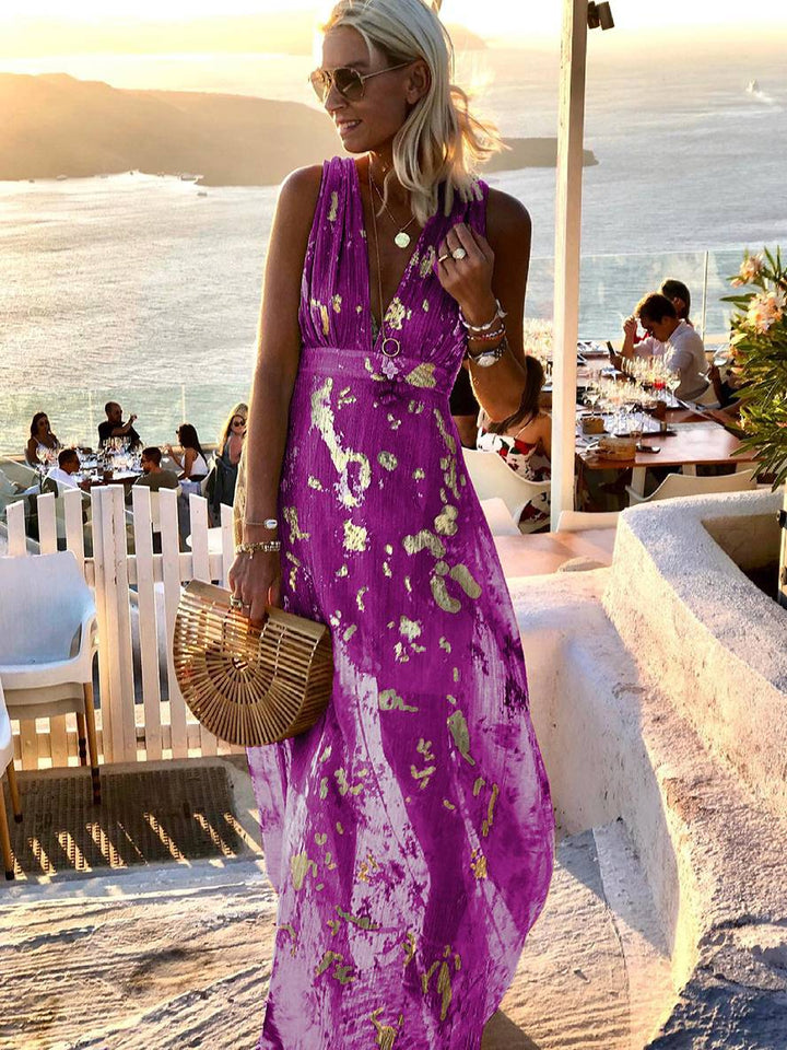 Women's Glamorous Wedding Guest Maxi Dress in Purple
