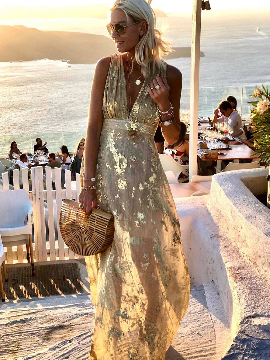 Women's Glamorous Wedding Guest Maxi Dress in Yellow