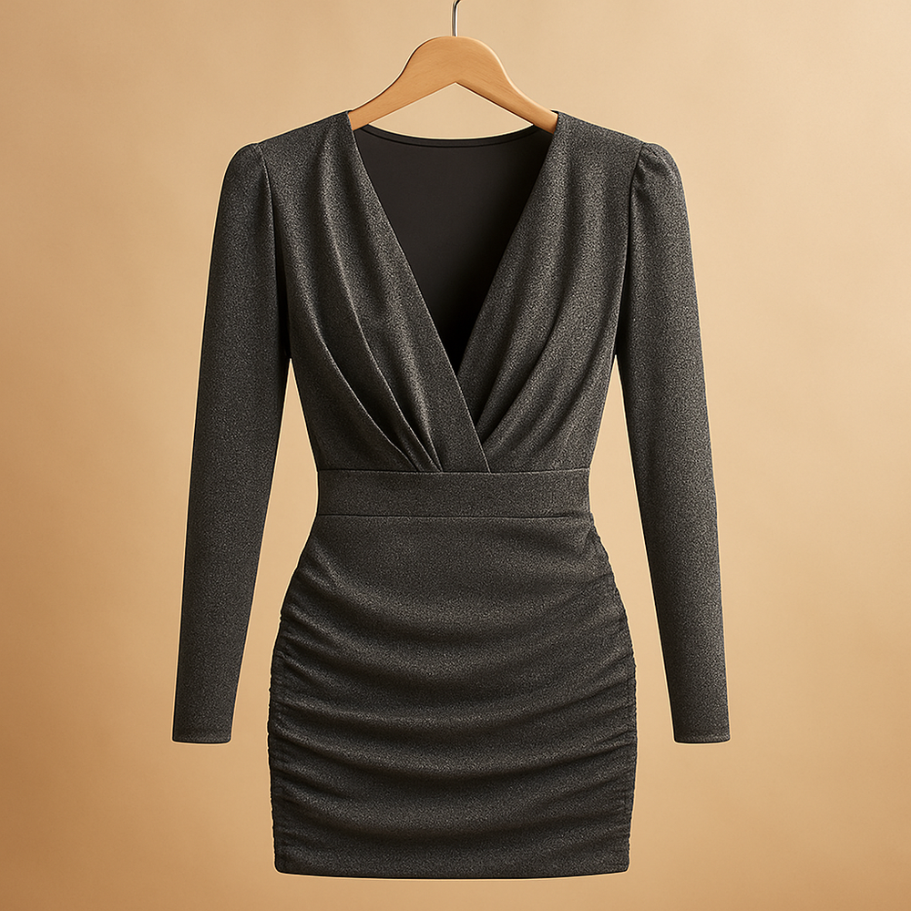 Women's Glitter Christmas Party Dress with Long Sleeves (2)