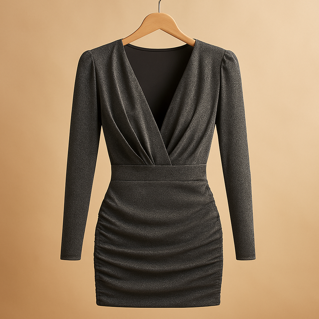 Women's Glitter Christmas Party Dress with Long Sleeves (2)