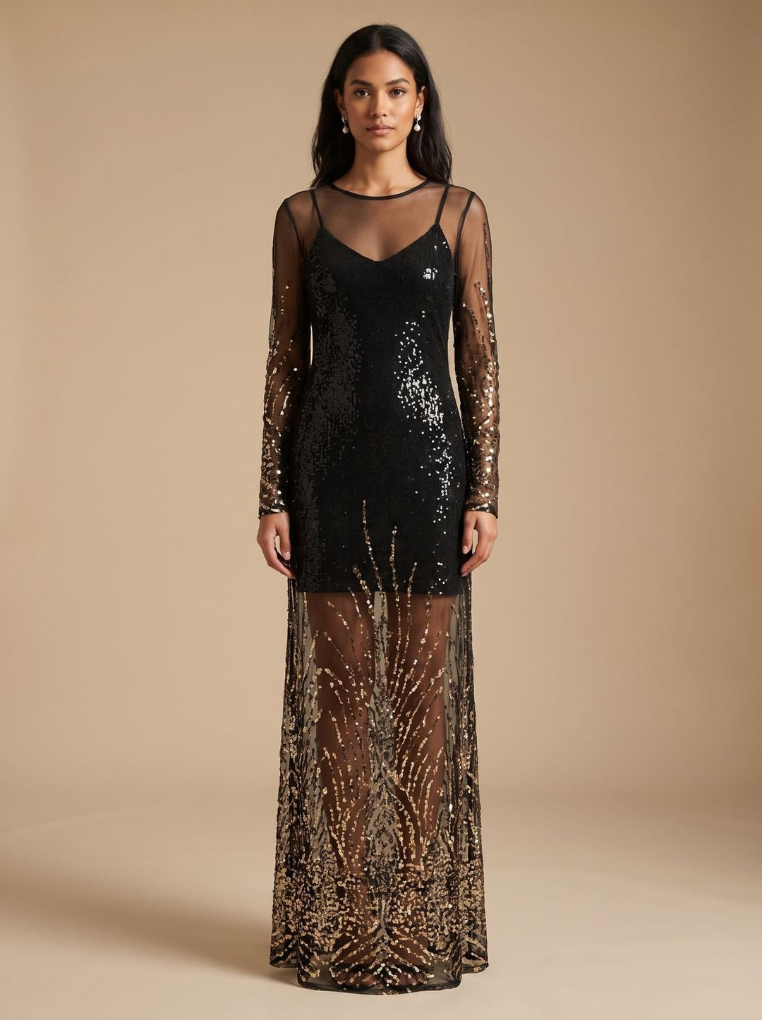 Women's Glitter Christmas Party Dress with Mesh (9)