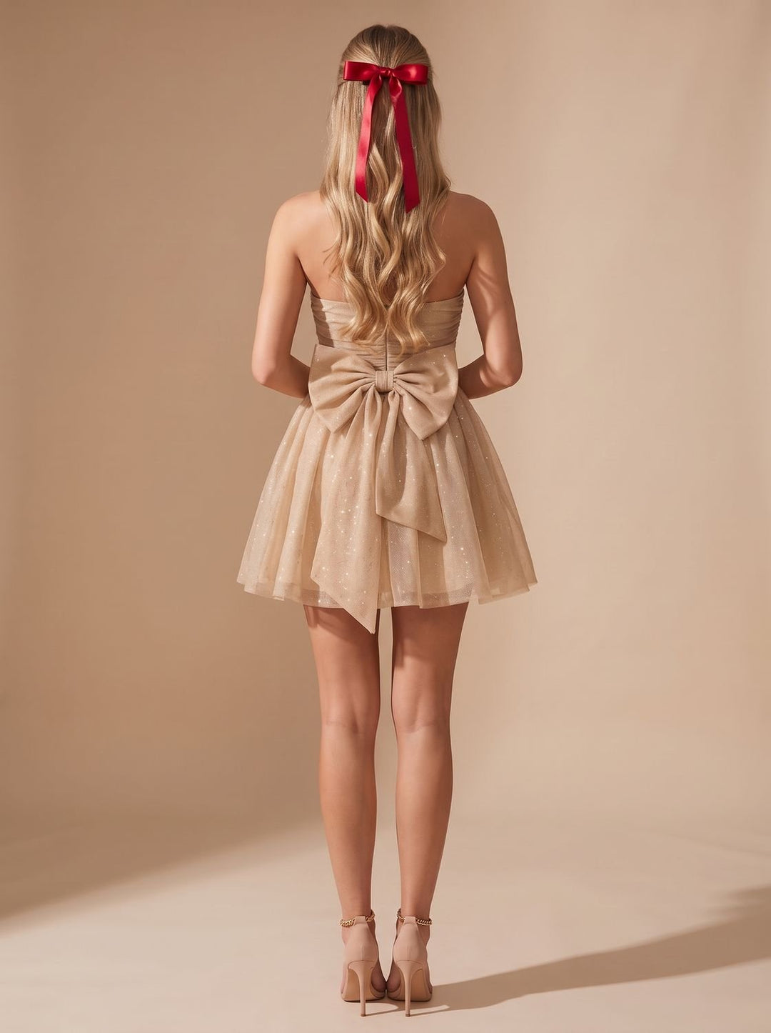 Women's Glitter Mini Christmas Party Dress (4)