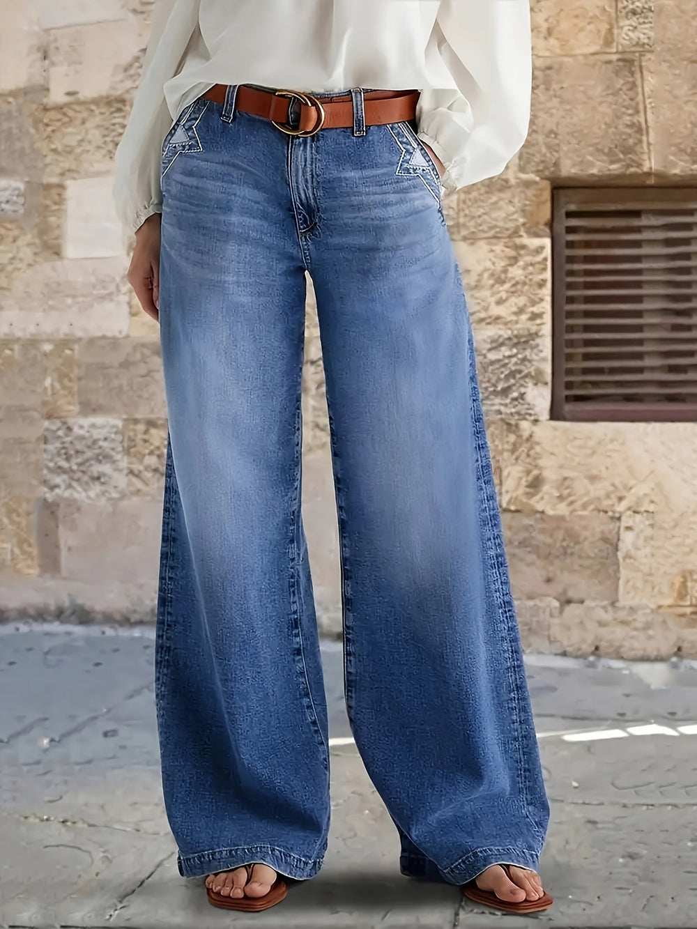 Women's High-Waist Wide Leg Jeans for Autumn (2)