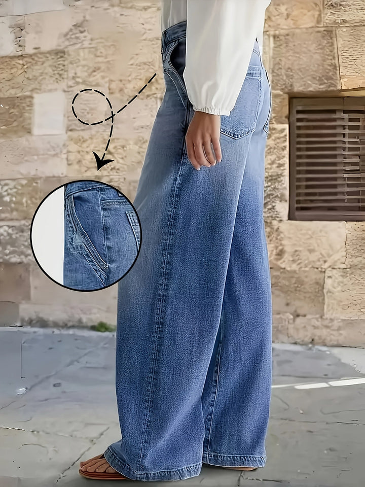 Women's High-Waist Wide Leg Jeans for Autumn (4)