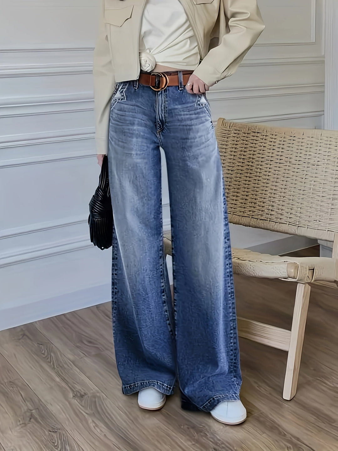 Women's High-Waist Wide Leg Jeans for Autumn (5)