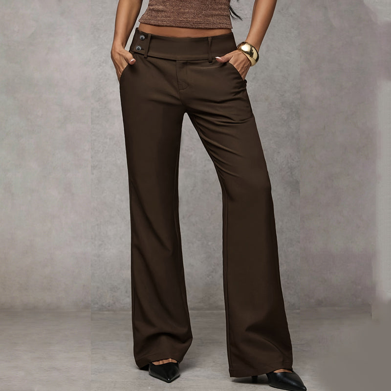 Women's High-Waist Wide Leg Pants in Brown