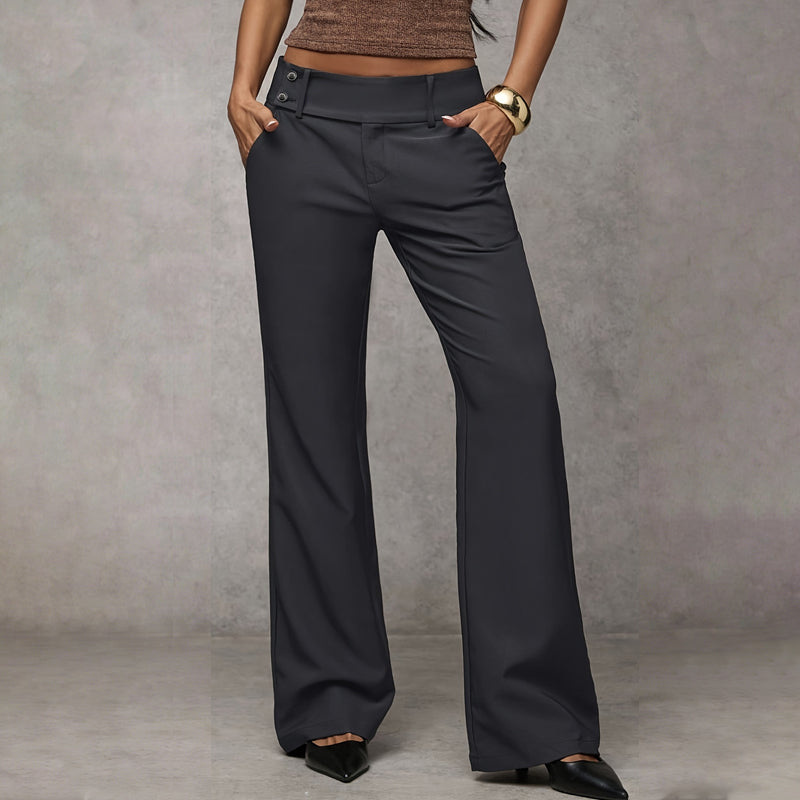 Women's High-Waist Wide Leg Pants in Dark Grey