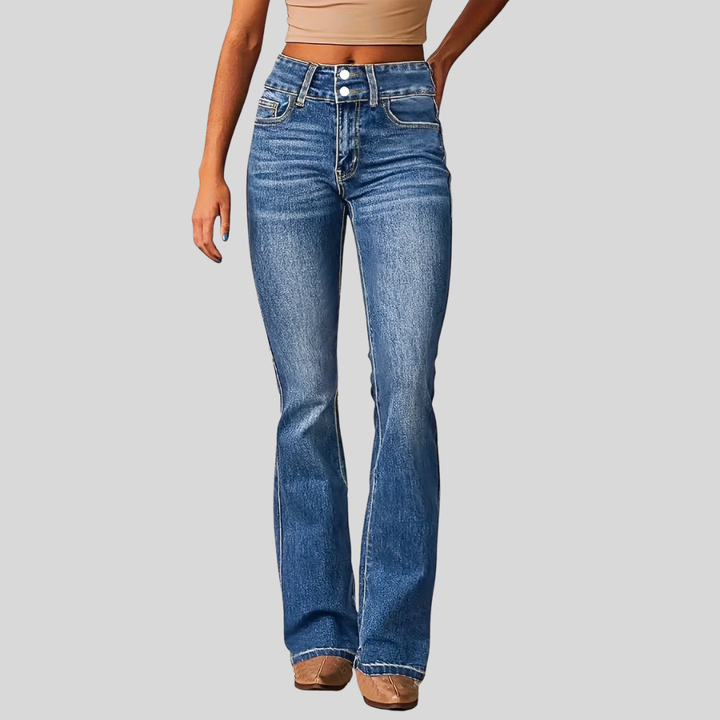 Women's High-Waist Wide-Leg Washed Jeans in Blue