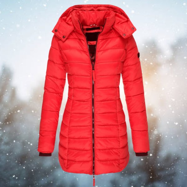 Women's Hooded Jacket for Autumn in Red