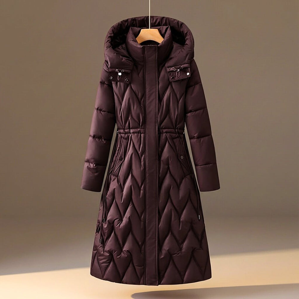 Women's Hooded Quilted Puffer Coat in Truffle Brown